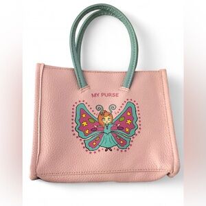 Light Pink Fairy Personalized Butterfly Tote Blue Straps Small Purse Velcro